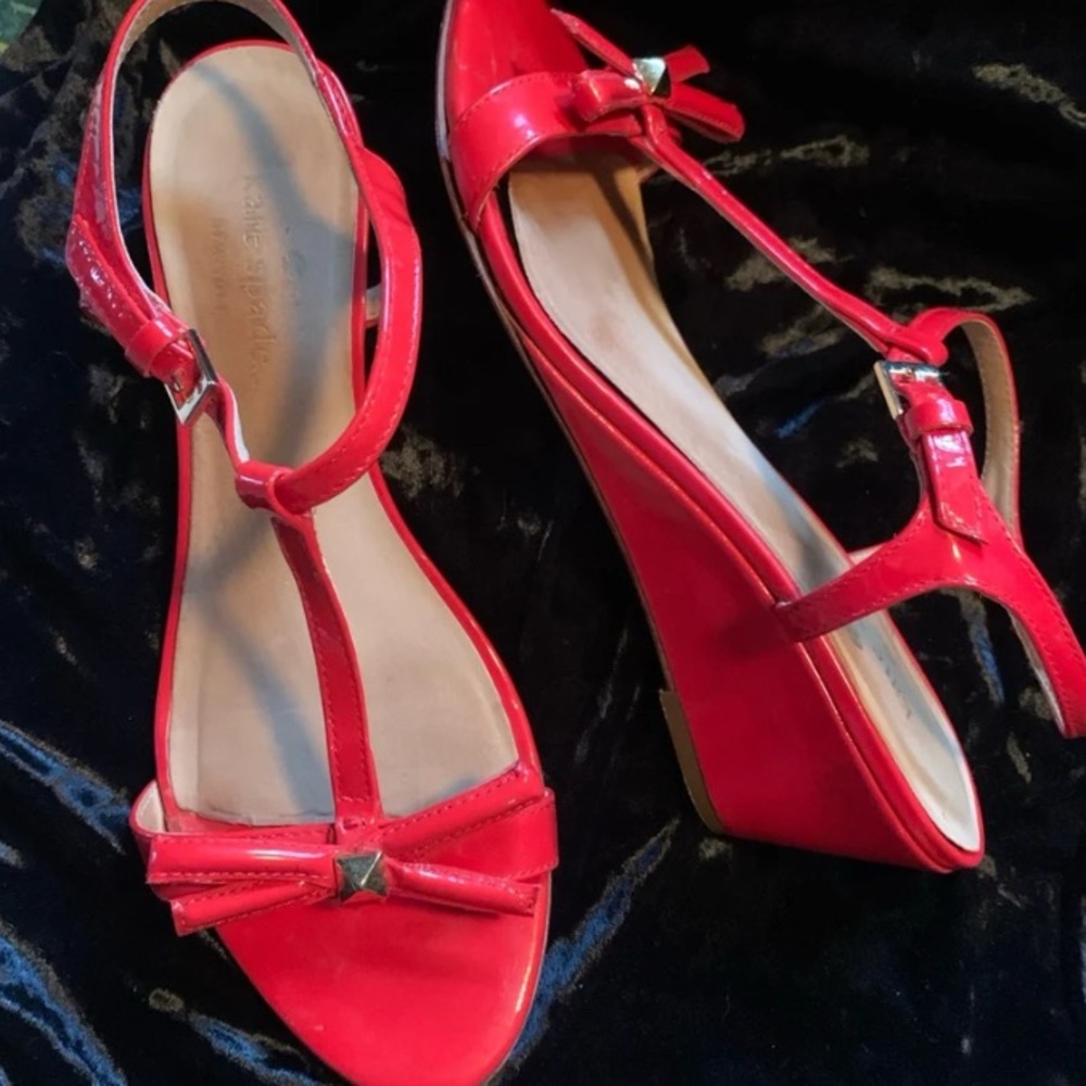 Kate Spade Red Wedge Sandals